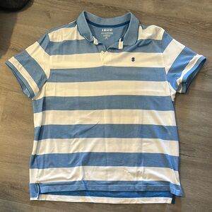 IZOD Men's Blue and White Striped Polo Shirt